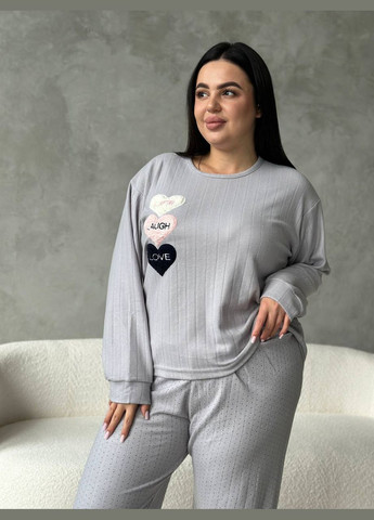 Світло-сіра всесезон затишний домашній костюм-піжамка світшот + брюки Vakko