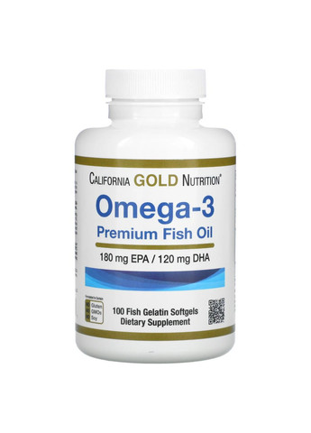 Омега3 180 EPA 120 DHA Omega 3 из Рыбьего жира премиум класса 100 капсул California Gold Nutrition (264648217)