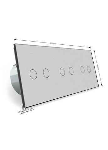 Сенсорний прохідний/перехресний вимикач 6 сенсорів (2-2-2) сірий скло (VL-C706S-15) Livolo (370970702)