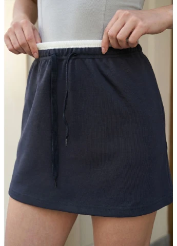 Разноцветная юбка женская стаф темно-синяя короткая базовая clo navy white seli Staff