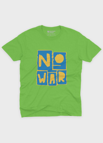 Салатовая мужская футболка с патриотическим принтом no war (ts001-5-kiw-005-1-126) Modno