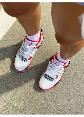 Білі Осінні кросівки чоловічі nike air jordan retro 4 fire red найк аір джордан No Brand
