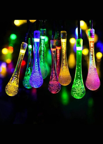 Гирлянда уличная НА СОЛНЕЧНОЙ БАТАРЕЕ Хрустальные капли 6,5м 30 led МУЛЬТИ Po Fanu (301764991)