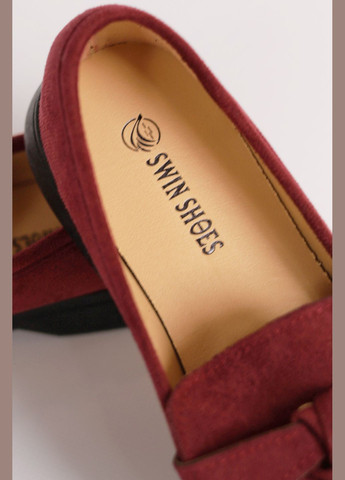 Туфлі-лофери жіночі бордового кольору Let's Shop (292548823)