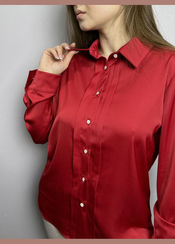 Красная блузка женская дизайнерская красная на пуговицы mkjl30775, Modna KAZKA