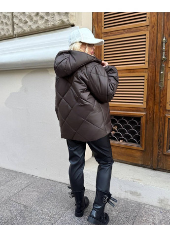 Темно-коричневая демисезонная женская осенняя стеганая куртка No Brand