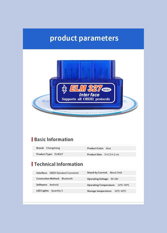 327 Mini V2.1 Bluetoothдетектор OBD Dual Mode 5.1 Bluetooth сканер неисправности автомобиля ELM (297707683)