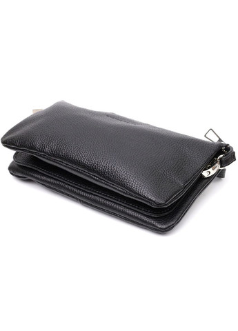 Зручний жіночий клатч із натуральної зернистої шкіри 11697 Чорний Grande Pelle (298571118)