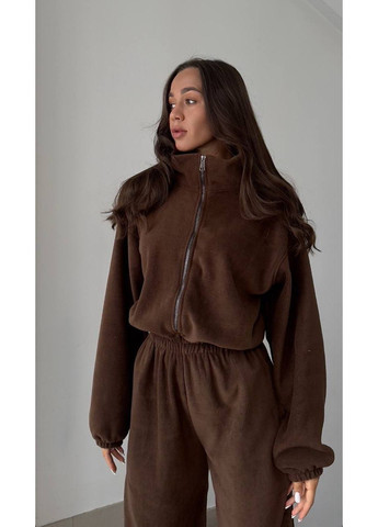 Флисовый женский комбинезон свободного кроя. MonCher комбинезон-брюки коричневый повседневный флис