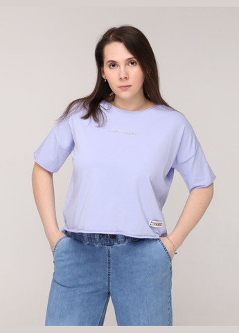 Бузкова літня футболка жіноча бузкова широка з написом з коротким рукавом JEANSclub Вільна