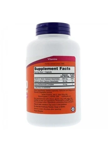 Витамин C Vitamin C-500 Calcium Ascorbate 500 мг 100 капсул (000010890) Now Foods (387621934)
