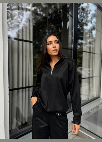 Женский спортивный костюм из трикотажа черного цвета 29186 Fashion (302214930)