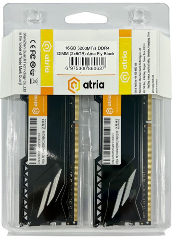 ОЗУ DDR4 32GB (2x16GB) 3600Mhz Fly Black (UAT43600CL18BK2/32) ATRIA (360424869)