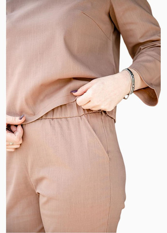 Костюм жіночий лляний однотонний весняний літній (блуза+штани) Україна (325489205)