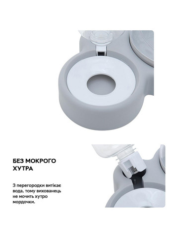 Подвійна миска для тварин котів та собак з автоматичною напувалкою 500 мл Semi Line (293418379)