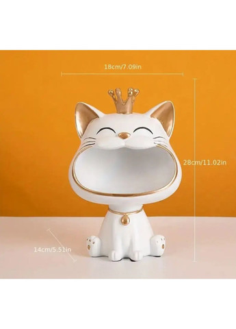 Статуетка Кішечка з Короною Біла 27см No Brand (367111059)