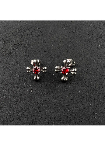 Готические панк серьги с красным камнем из медицинской стали ES-036 No Brand (299330390)