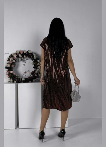 Терракотовое праздничный, кэжуал, вечернее очаровательное блестящее коктейльное прямое платье длины меди футляр INNOE однотонное