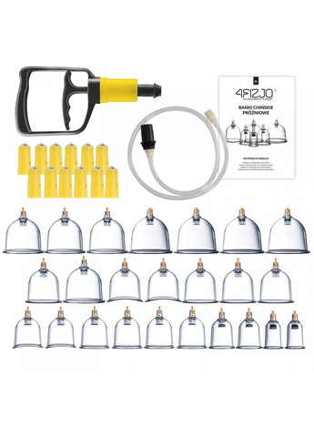 Вакуумні масажні банки для тіла (китайські/атницелюлітні банки) 24 шт з помпою (P-5907739319913) 4FIZJO (301733314)