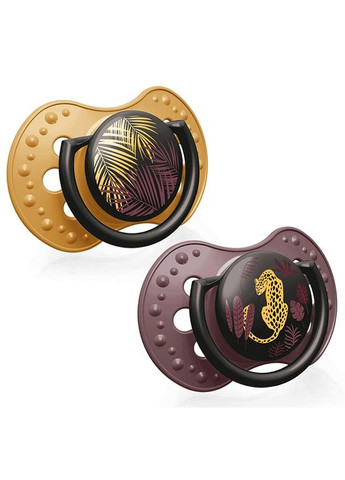 Пустышка силиконовая Jungle Vibes Girl, динамическая, 6-18 мес, 2 шт., коричневый с желтым () Lovi 22/903girl (328396514)
