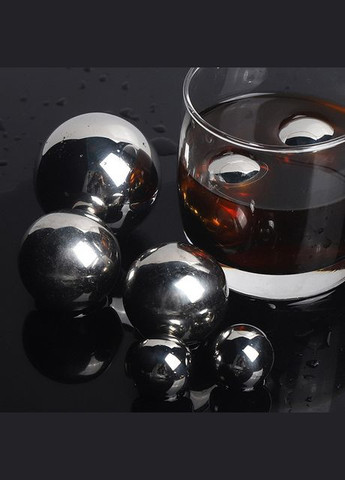 Набір багаторазових кубиків льоду з нержавіючої сталі круглі 6 штук (AH0011_3) No Brand (315885497)