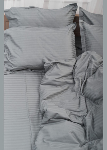 Комплект постельного белья Satin Stripe полуторный евро 160х220 наволочки 4х70х70 (MS-820003664) Moon&Star stripe gray (288044254)