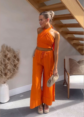 Короткий льняной топ Zara (327666267)