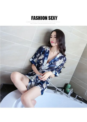 Шикарный халат. Короткий женский халат с абстрактным принтом. Летний халат с трусиками и поясом. China (360865981)