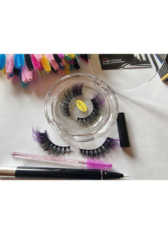 Набір Оригінал Кольорові базаторазові вії 1 пара Лисички + Маркер для надягання Magnetic Lashes (366668576)