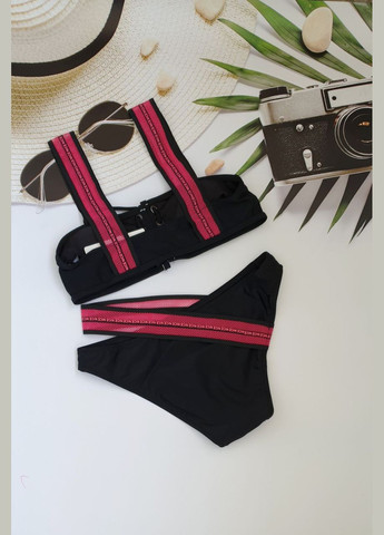 Чорний літній підлітковий купальник топом для дівчаток роздільний No Brand