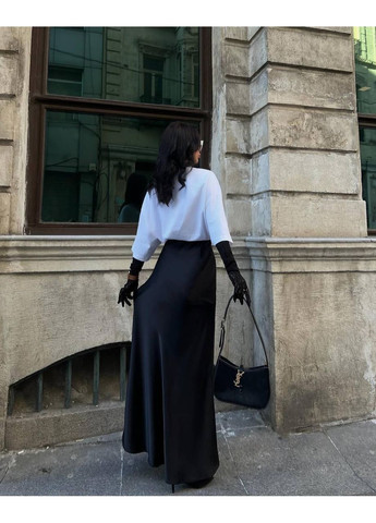 Черная женская атласная юбка макси No Brand