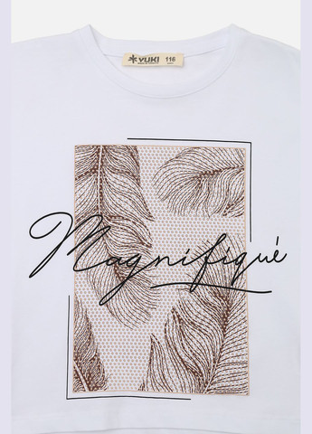 Біла літня футболка з коротким рукавом для дівчинки колір білий цб-00273303 Yuki