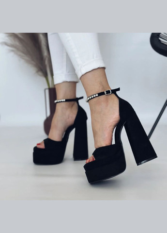 Черные женские босоножки братц на каблуке и платформе No Brand