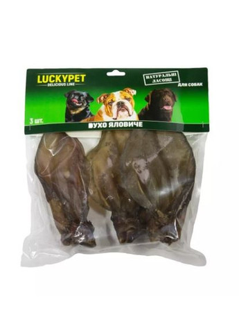 Лакомства "Luсky Pet" для собак, ухо говяжье 1 шт (4820224210612) Lucky Pet (279571247)