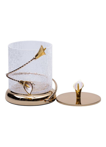 Цукерниця скляна з металевим квітковим декором та кришкою 14×20 см OYE ARTWARE (360454846)