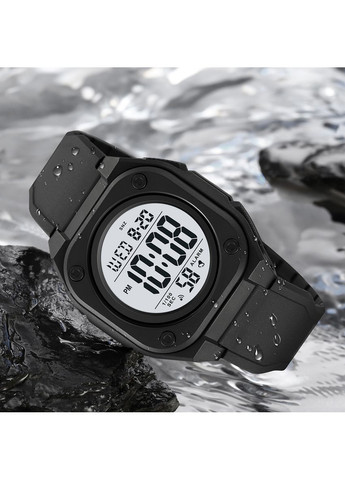 Годинники 2160BKWT спортивні чорні електронні для чоловіків з будильником та секундоміром ProDobro (367264888)