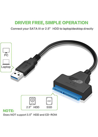 Адаптер-перехідник USB 3.0 на SATA для SSD та HDD 2.5" No Brand (351366360)