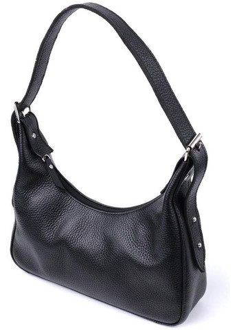Сумка хобо на плече жіноча з натуральної шкіри середня Чорний 39280 Shvigel (355245097)