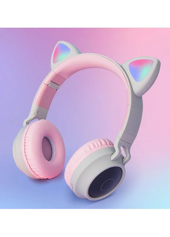 Бездротові Bluetooth-навушники котячі вушка Навушники W27 Cat ear headphones з мікрофоном сіро-рожеві Hoco (353497636)