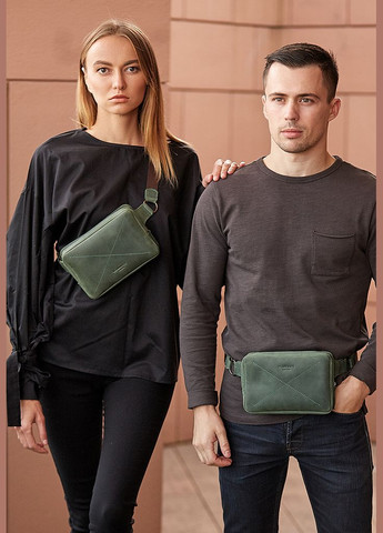 Кожаная поясная сумка Dropbag Mini зеленая Crazy Horse (A-026169) BlankNote поясна сумка (327874158)