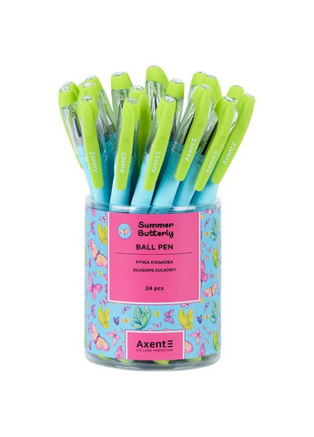 Ручка кулькова " " /AB1049-41-A/ Summer Butterly, синя (24/288) Axent (367752140)