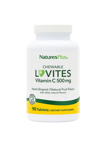 Вітаміни та мінерали Lovites Vitamin C 500 mg, 90 жувальних таблеток Natures Plus (293420907)