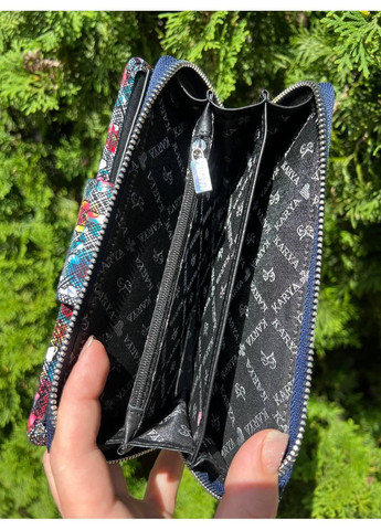 Женский кошелек Турция натуральная кожа три отделения для купюр на молнии картхолдер на магните цветной черный Karya (354338041)