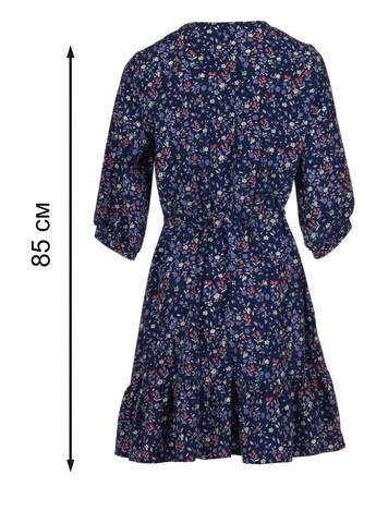 Темно-синее повседневный женское платье с воланом и прямым кроем (ll199835662) LadyLike