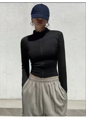 Жіноча спортивна кофта на блискавці та вирізом для пальця розмір SSH684 No Brand (366815196)