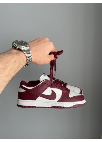 Бордовые демисезонные кроссовки мужские и женские nike dunk low team red bordo white | найк сб данк бордовые No Brand