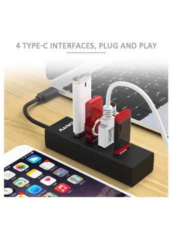 USB-хаб KH304C USB 3.1 TYPE-C to 4 USB3.0, cable 0.15m, Black (KH304C) Maiwo (372679932)