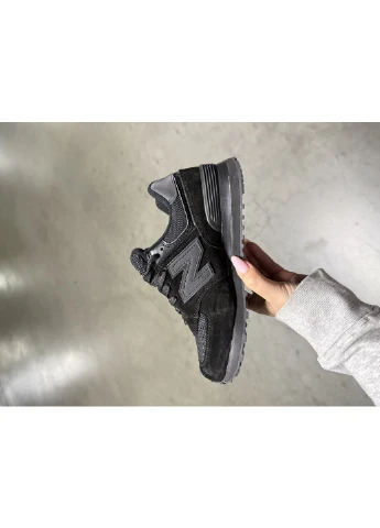 КРОССОВКИ ЖЕНСКИЕ NEW BALANCE 574 ALL BLACK НЬЮ БЕЛАНС 574 No Brand чёрные демисезоны (368887680)