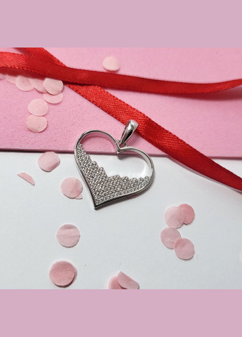 Серебряная подвеска Сердце в Белых Камнях серебро 925 пробы Родированное 3112р 2.70г No Brand (306741557)