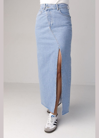 Джинсова спідниця з розрізом та бічним гульфіком Lurex (293814159)